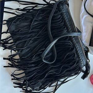 Faux Leather and Suede Fringe Crossbody